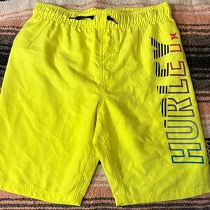 Hurley Men’s Neon Yellow Board Shorts with Side Logo